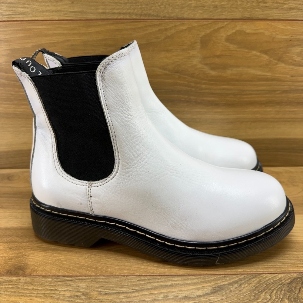 Musse & Cloud Chelsea Boots 7 EU 38 White Leather Casual Everyday Pull On
